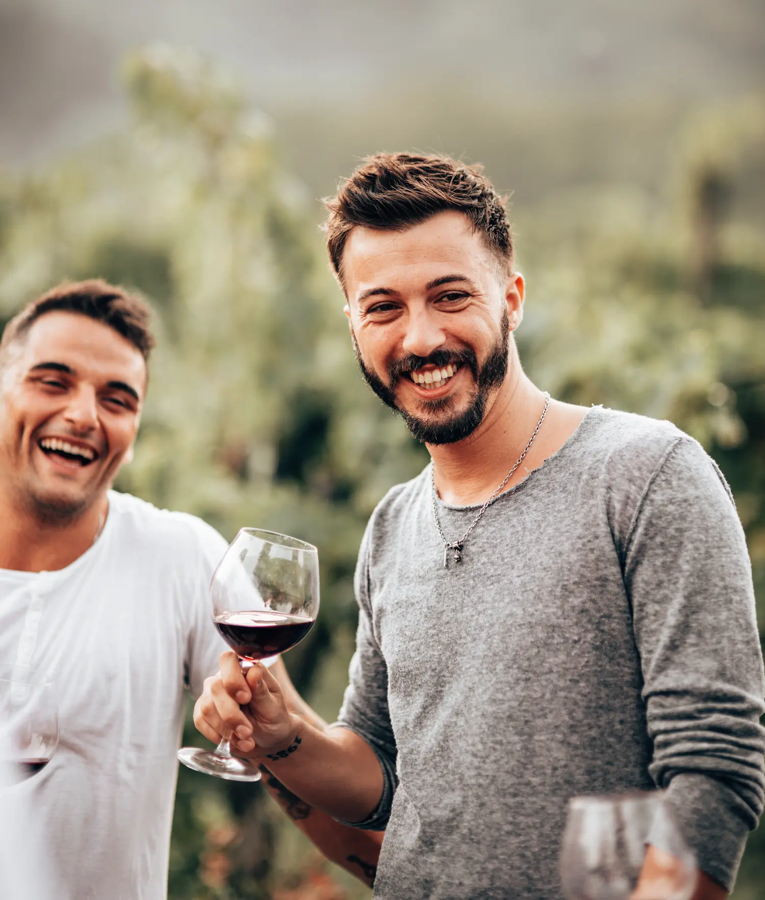 Couple at the wine tasting on their luxury tour