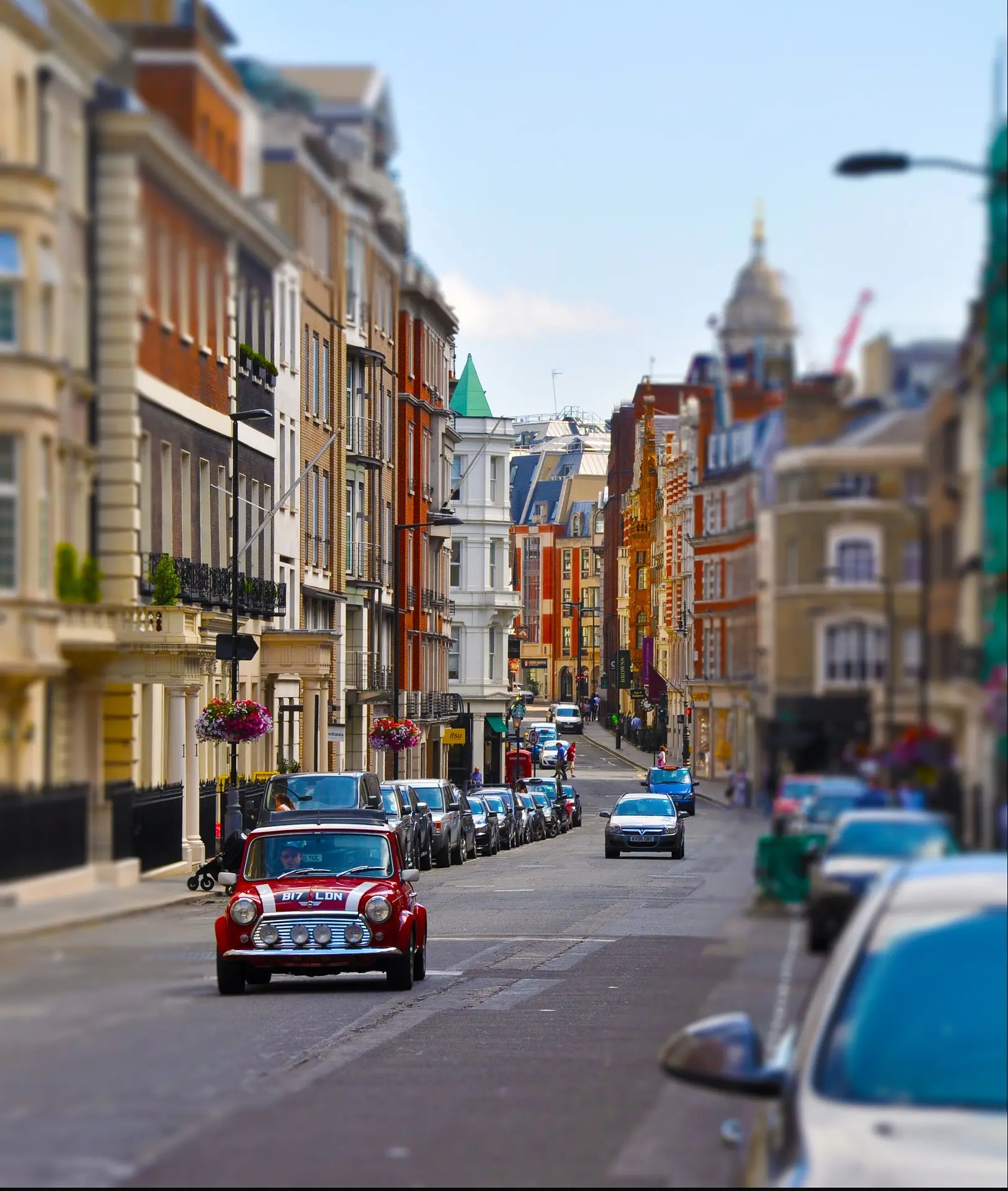 Mini Cooper driving in the streets in London